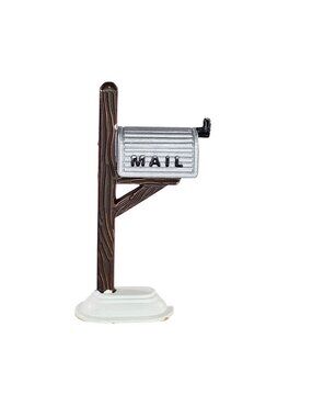 Department 56 Snow Village Accessory Metal Mailbox Miniature Brown Grey White